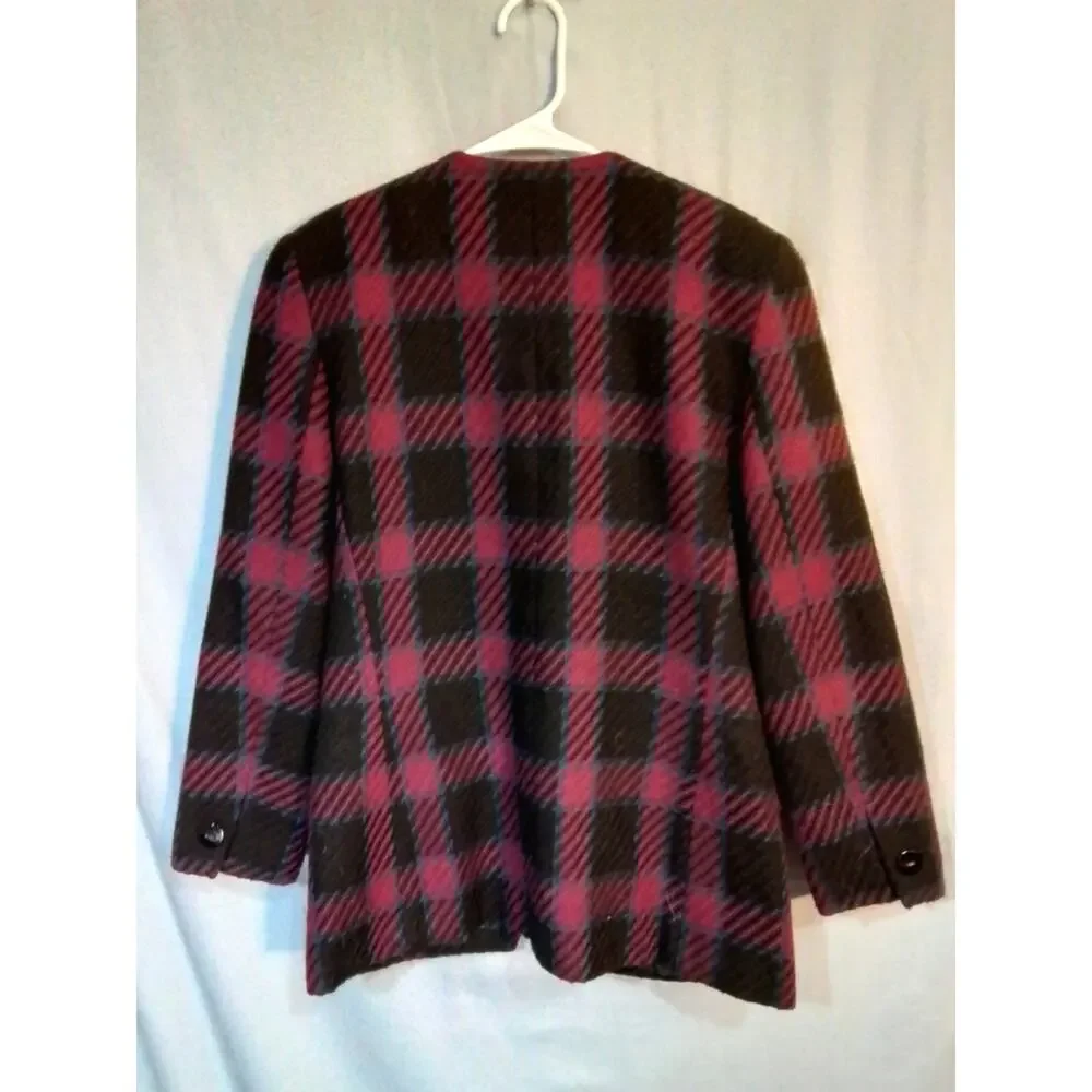 Karen Scott; Red and black plaid jacket
